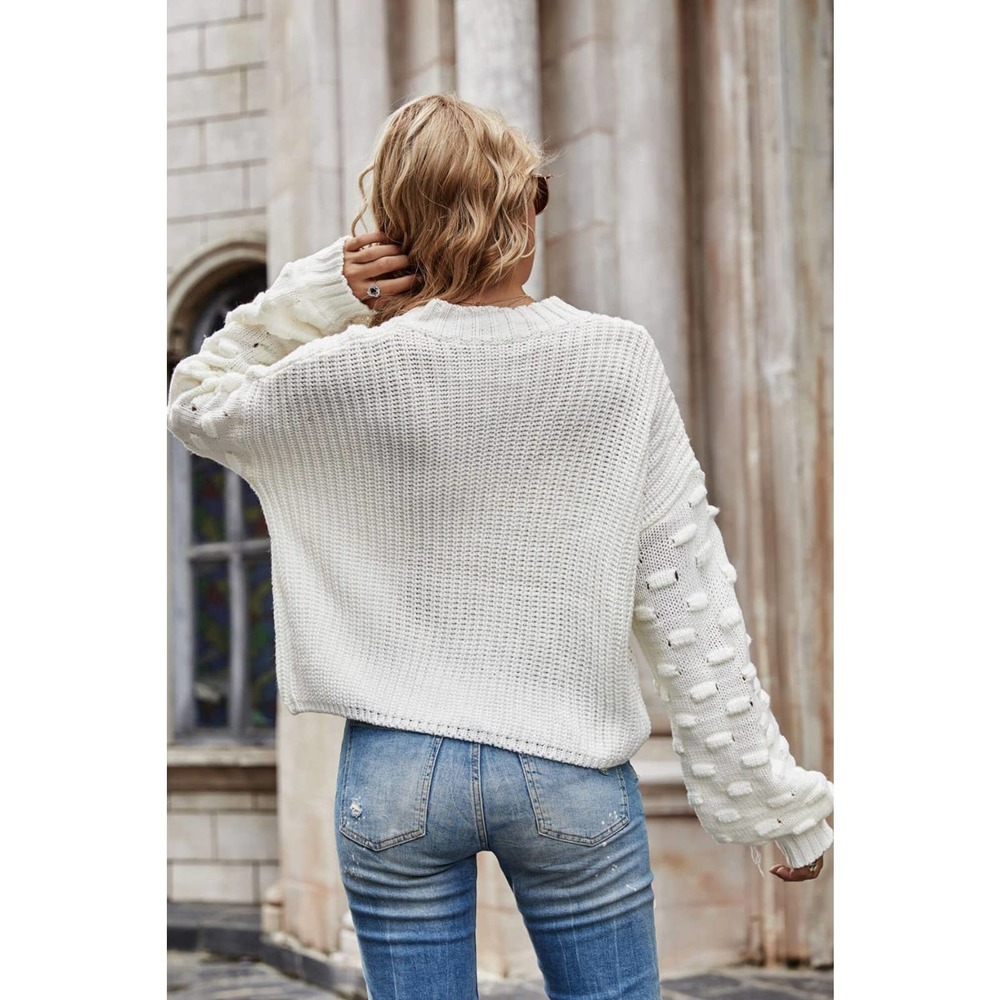 Weekend Style Rib-Knit Dropped Shoulder Sweater - Picture 2 of 15